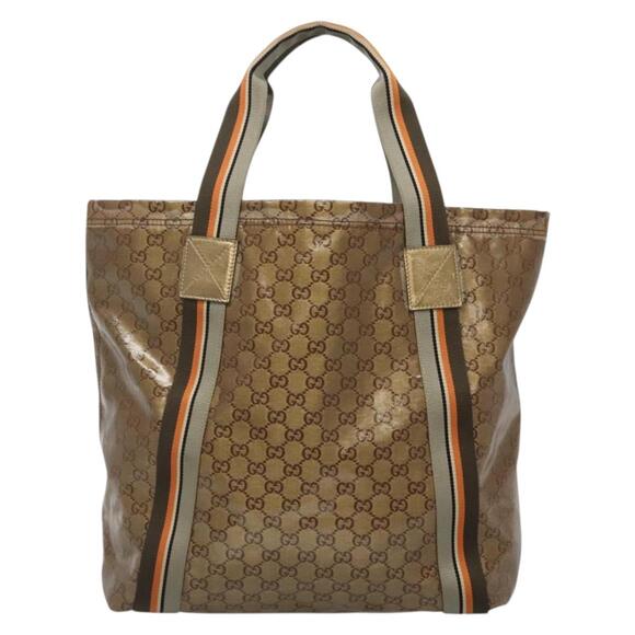 GUCCI GG Crystal Sherry Line Tote Bag Coated Canvas Brown - Picture 3 of 16